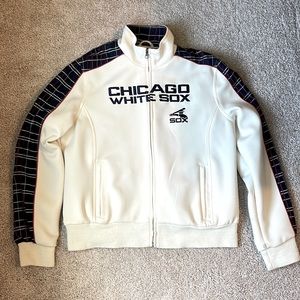Chicago White Sox Bomber Jacket Cream Navy Red Plaid